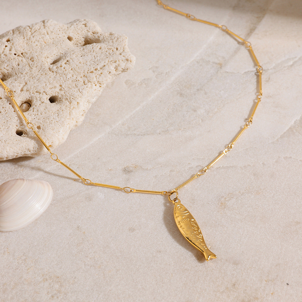 Yuqing Realm | Accessories Boutique Golden Fish - inspired Elegant Jewelry Set: Hoop Earrings & Dainty Necklace