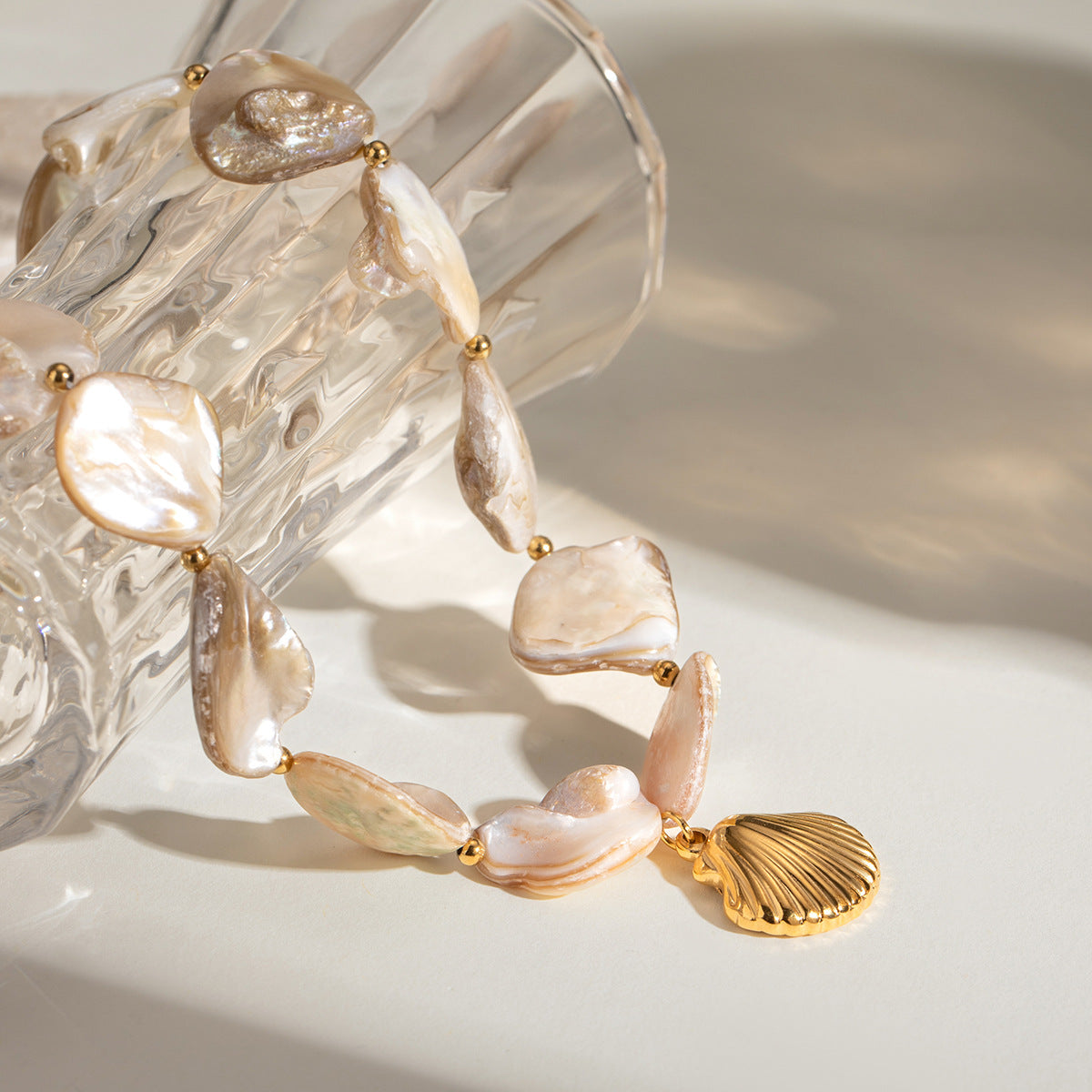 Yuqing Realm | Accessories Boutique 18K Gold Plated Shell Starfish Necklace JDNW2407002