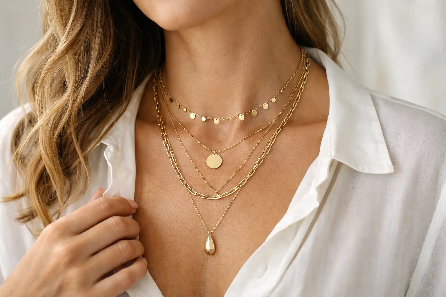 How to Layer Gold Necklaces Beautifully