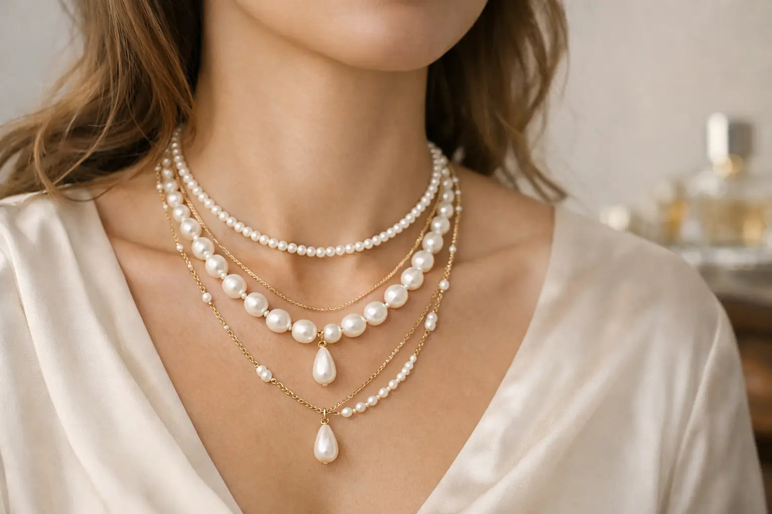 How to Layer Pearl Necklaces Beautifully