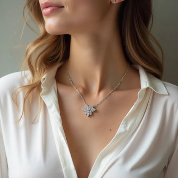 Styling a Moissanite Flower Necklace for Everyday Elegance - Aruary Studio ｜ Artisanal Jewelry