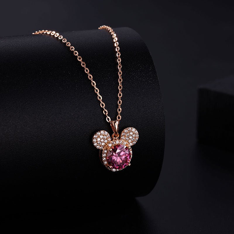 1 Carat Moissanite Mickey Head Clavicle Necklace | S925 Sterling Silver - Playful Luxury with Timeless Sparkle - Aruary Studio ｜ Artisanal Jewelry