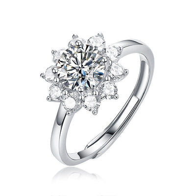 1 Carat Sunflower Moissanite Ring | S925 Sterling Silver - Radiant Bloom of Eternal Sparkle - Aruary Studio ｜ Artisanal Jewelry