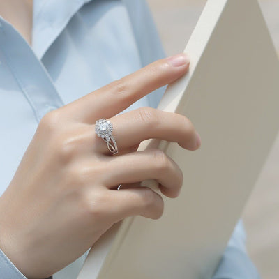 1 Carat Sunflower Vine Moissanite Ring | S925 Sterling Silver - Blooming Romance with Timeless Sparkle - Aruary Studio ｜ Artisanal Jewelry