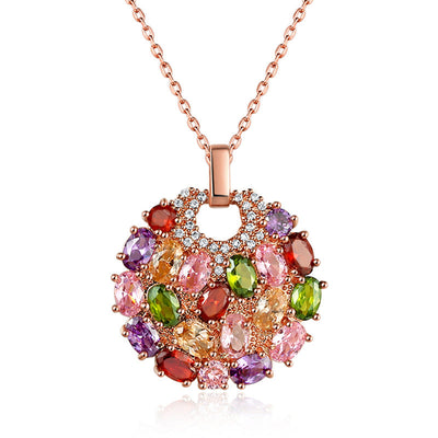 18K Gold Plated Multi-Color Zircon Circle Pendant Necklace Aruary Studio ｜ Artisanal Jewelry