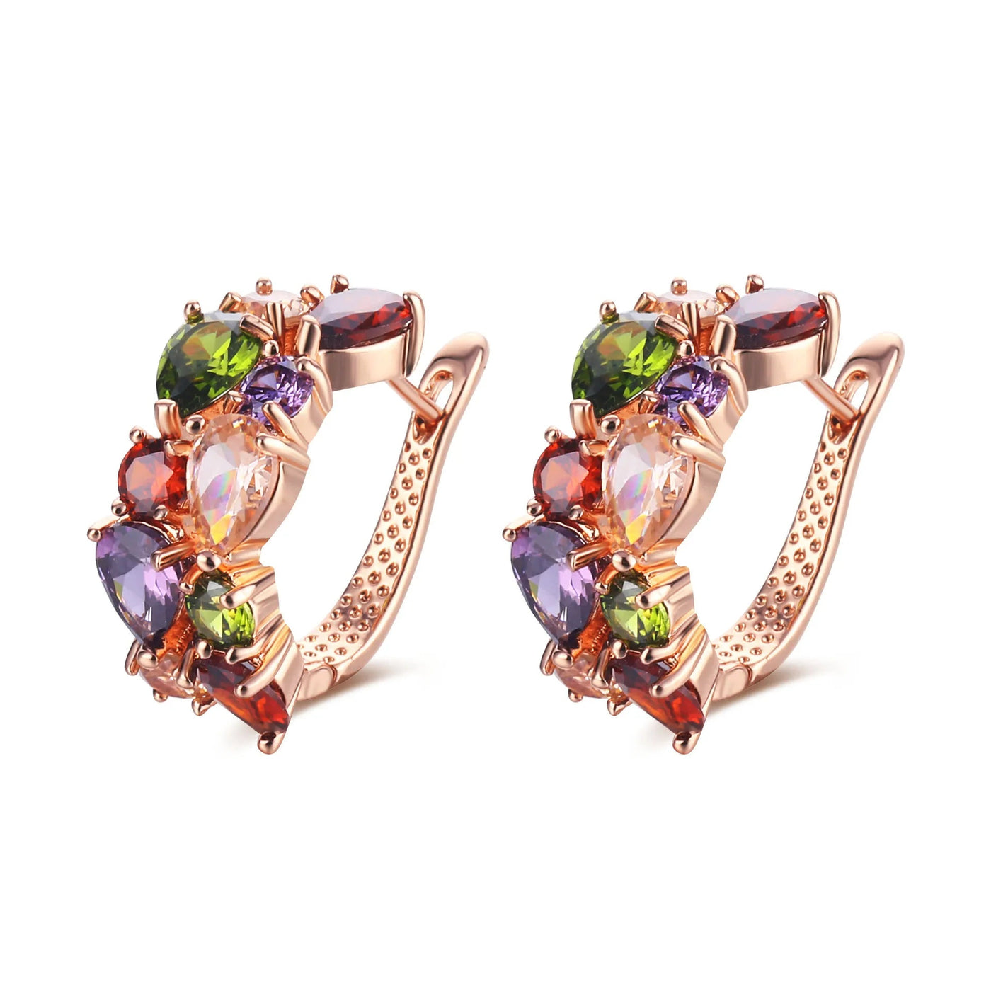 18K Gold Plated Multi-Color Zircon Hoop Earrings Aruary Studio ｜ Artisanal Jewelry