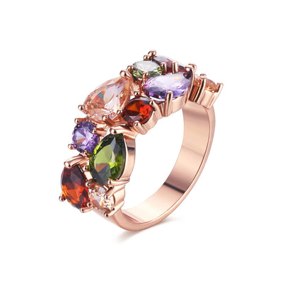 18K Gold Plated Multi-Color Zircon Teardrop Statement Ring Aruary Studio ｜ Artisanal Jewelry