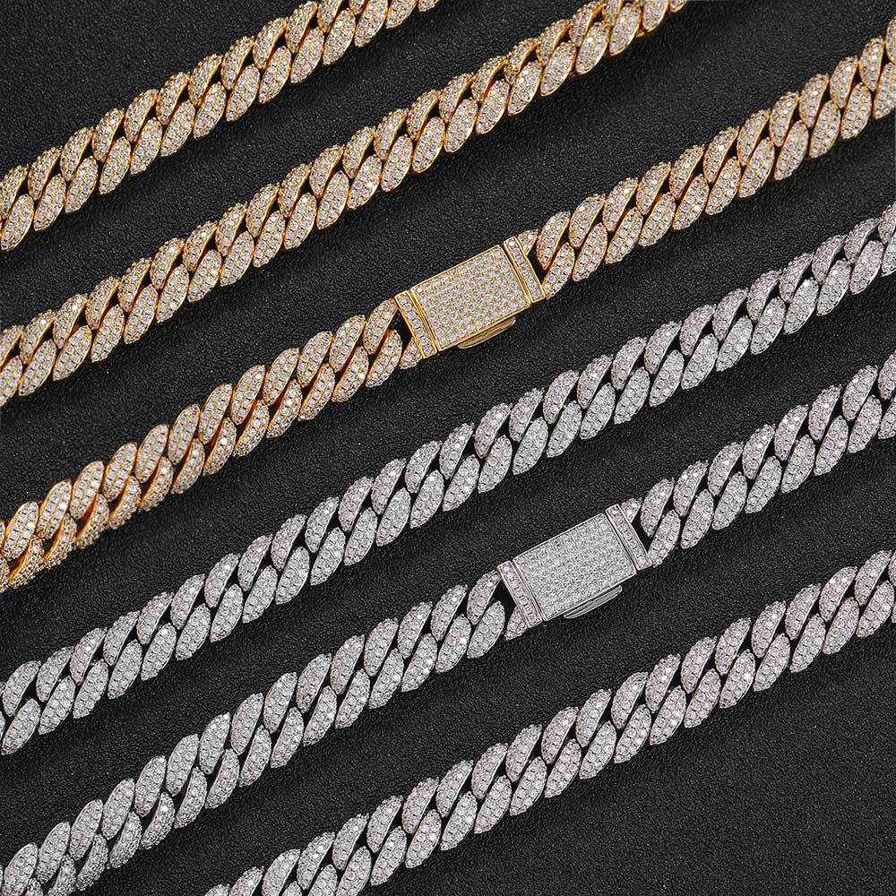 10mm Double - Row Zircon Cuban Link (Necklace & Bracelet) - Aruary Studio ｜ Artisanal Jewelry