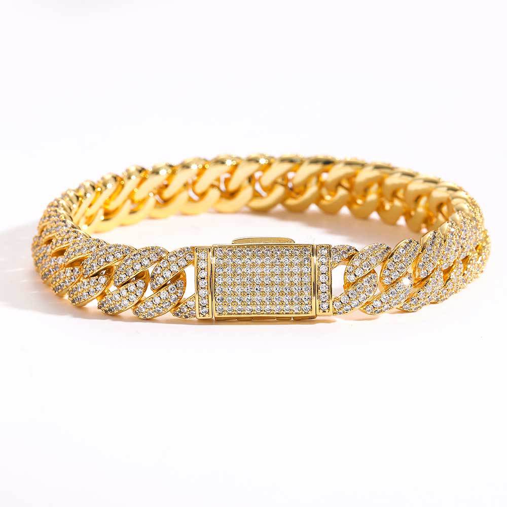10mm Double - Row Zircon Cuban Link (Necklace & Bracelet) - Aruary Studio ｜ Artisanal Jewelry