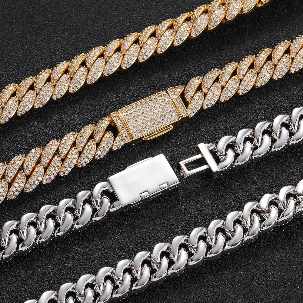 10mm Double - Row Zircon Cuban Link (Necklace & Bracelet) - Aruary Studio ｜ Artisanal Jewelry