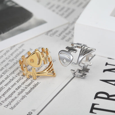 Gold-Plated Titanium Steel Fishbone Ring - Edgy and Stylish Statement Jewelry Aruary Studio ｜ Artisanal Jewelry