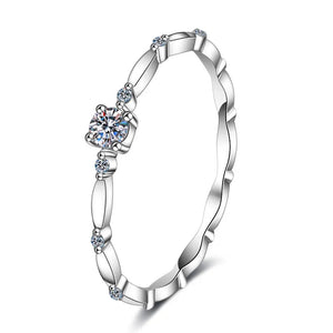 Dainty 0.1ct Moissanite Ring | Platinum-Plated Sterling Silver for Timeless Sparkle Aruary Studio ｜ Artisanal Jewelry