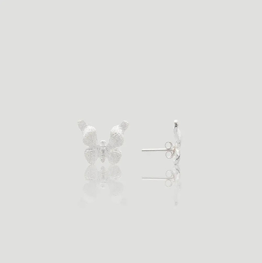 Yuqing Realm ｜ Unleash the charming goddess within you 14K Gold Plated Butterfly Stud Earrings | 5A Cubic Zirconia Gemstones | Gold/Silver Options Silvery