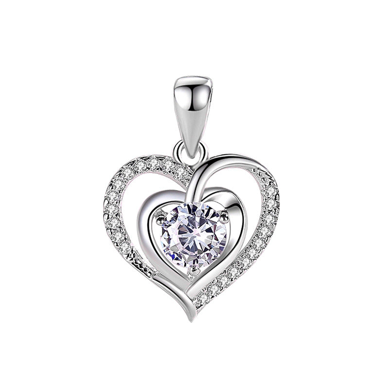 Sterling Silver Heart Necklace with 5A Zircon - Symbol of Eternal Love Aruary Studio ｜ Artisanal Jewelry