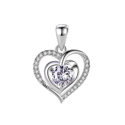 Sterling Silver Heart Necklace with 5A Zircon - Symbol of Eternal Love Aruary Studio ｜ Artisanal Jewelry