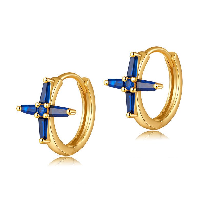 18K Gold Plated Black Cross Huggie Hoop Earrings - Aruary Studio ｜ Artisanal Jewelry