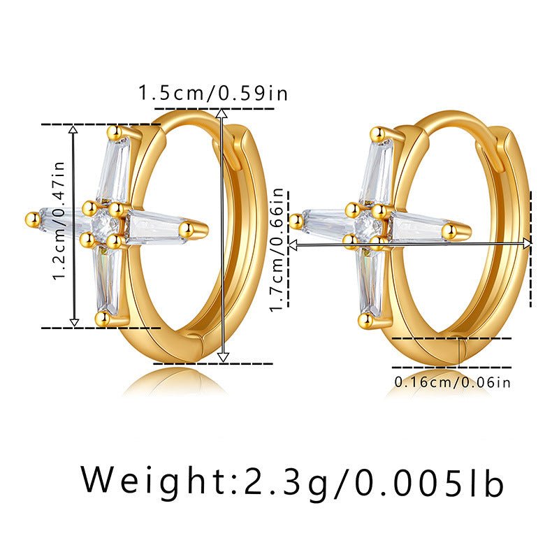 18K Gold Plated Black Cross Huggie Hoop Earrings - Aruary Studio ｜ Artisanal Jewelry