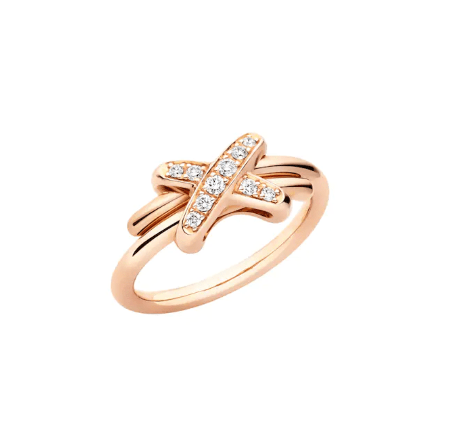 18K Gold Plated Crisscross Knot Ring with High - Quality Diamonds - Aruary Studio ｜ Artisanal Jewelry