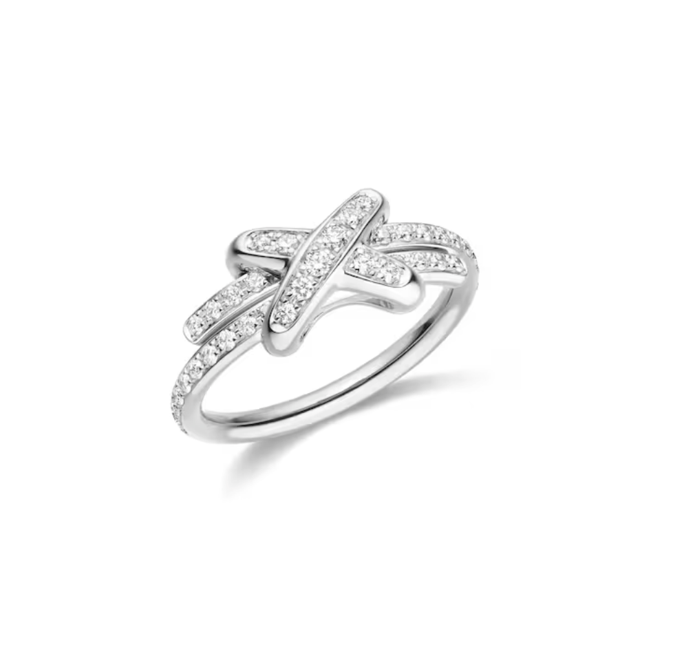 18K Gold Plated Crisscross Knot Ring with High - Quality Diamonds - Aruary Studio ｜ Artisanal Jewelry