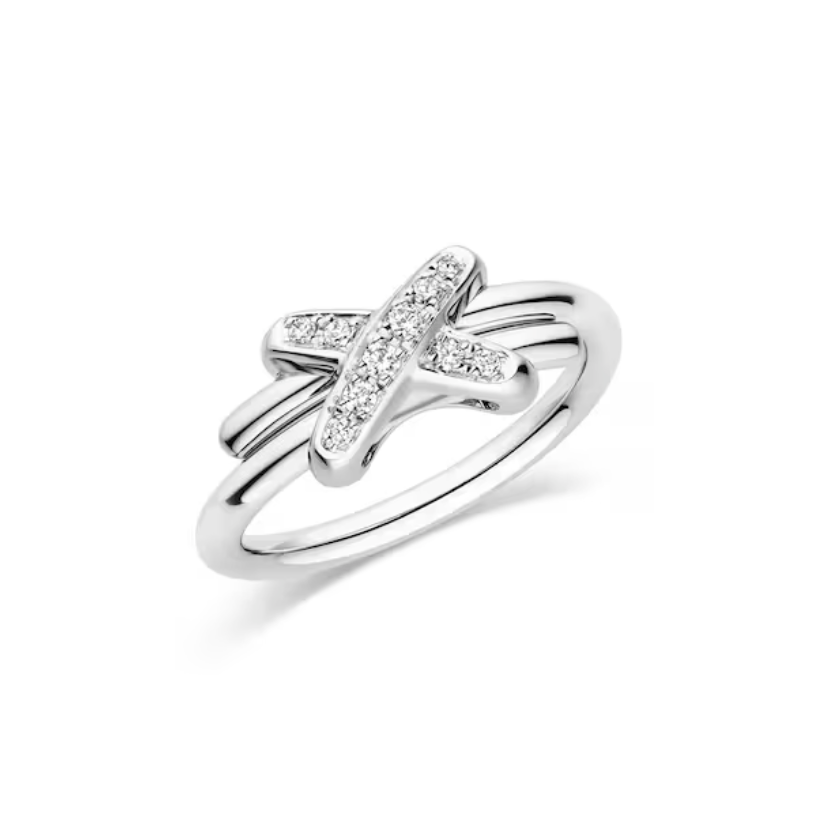 18K Gold Plated Crisscross Knot Ring with High - Quality Diamonds - Aruary Studio ｜ Artisanal Jewelry