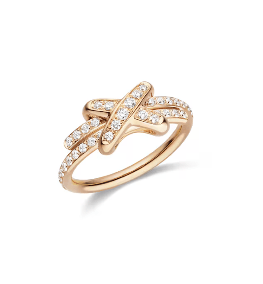 18K Gold Plated Crisscross Knot Ring with High - Quality Diamonds - Aruary Studio ｜ Artisanal Jewelry