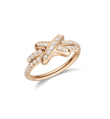18K Gold Plated Crisscross Knot Ring with High - Quality Diamonds - Aruary Studio ｜ Artisanal Jewelry