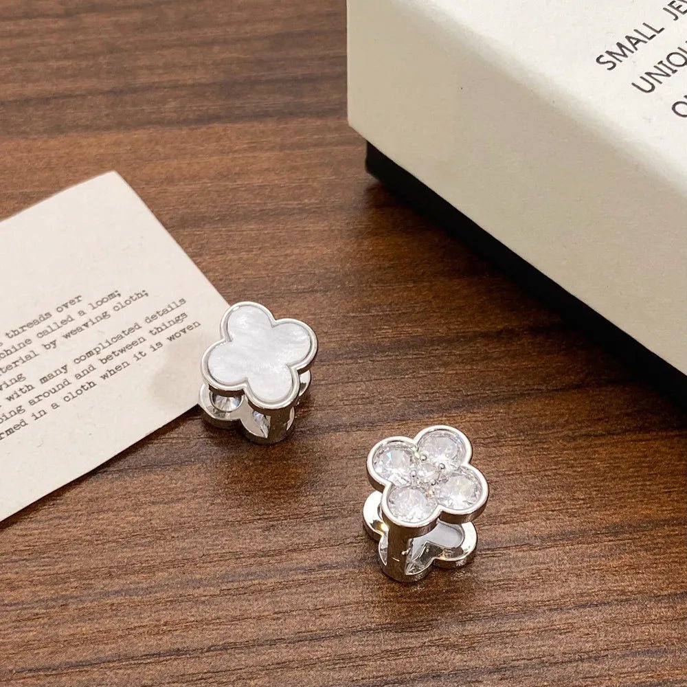 18K Gold Plated Double - Sided Four - Leaf Clover Stud Earrings - Aruary Studio ｜ Artisanal Jewelry