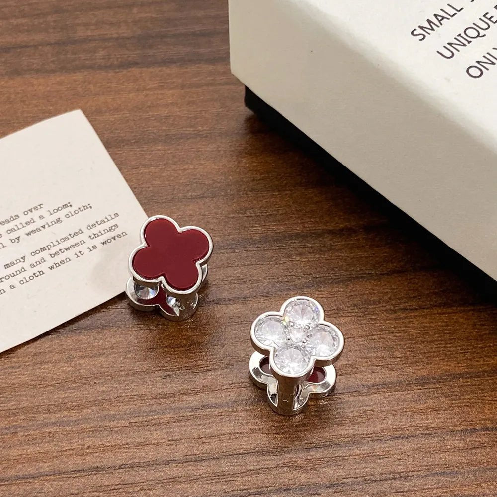 18K Gold Plated Double - Sided Four - Leaf Clover Stud Earrings - Aruary Studio ｜ Artisanal Jewelry