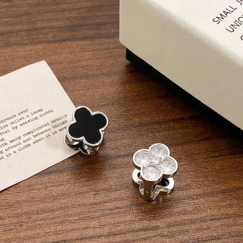 18K Gold Plated Double - Sided Four - Leaf Clover Stud Earrings - Aruary Studio ｜ Artisanal Jewelry