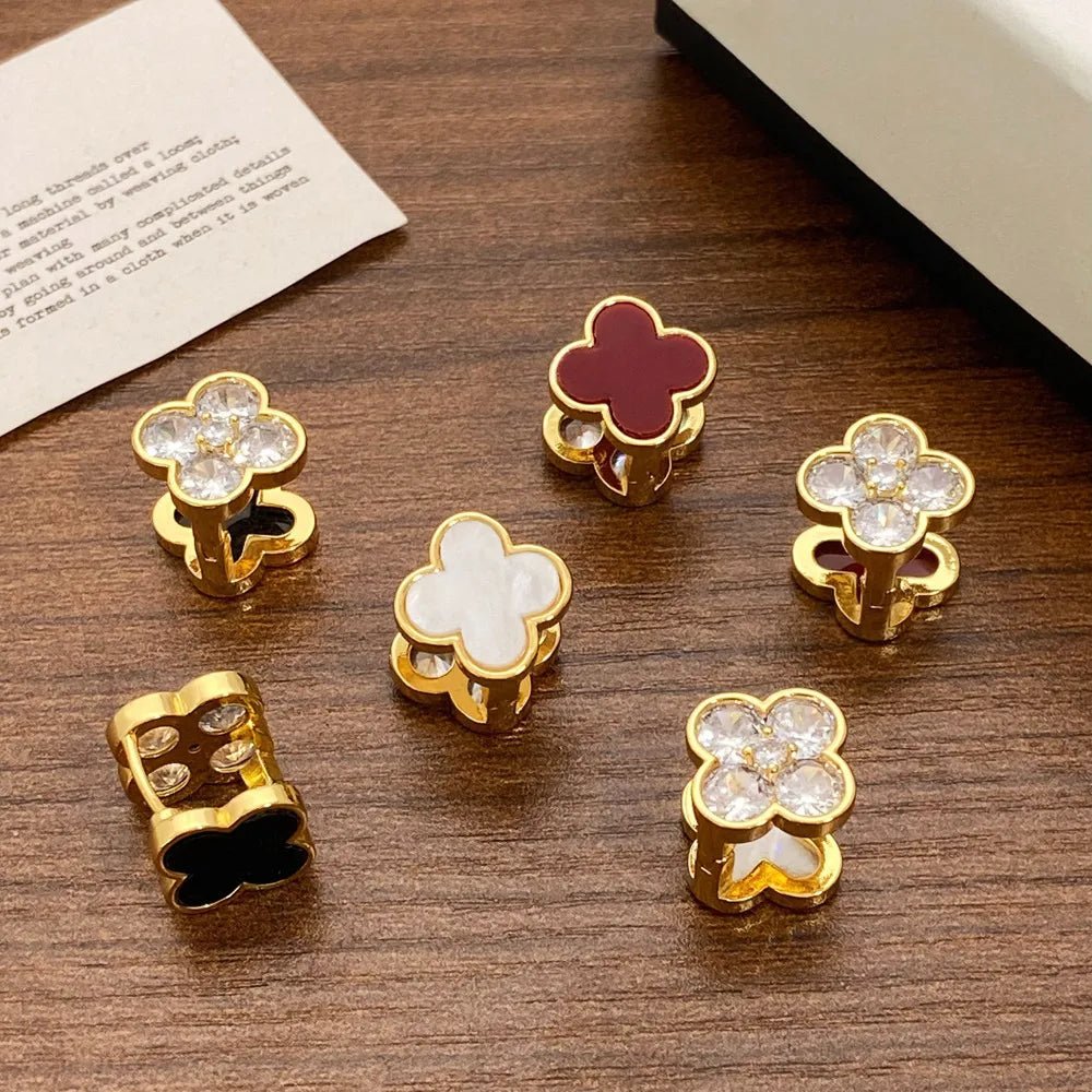 18K Gold Plated Double - Sided Four - Leaf Clover Stud Earrings - Aruary Studio ｜ Artisanal Jewelry