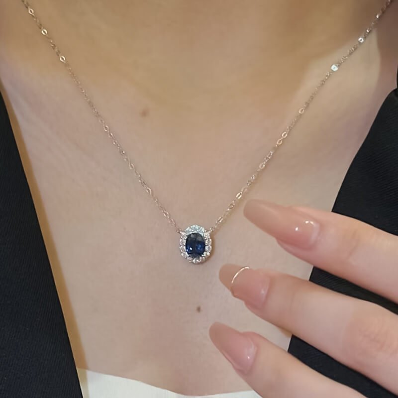 18K Gold Plated Heart of the Sea Necklace - Minimalist Blue Sapphire Pendant for Women - Elegant Jewelry Gift - Aruary Studio ｜ Artisanal Jewelry