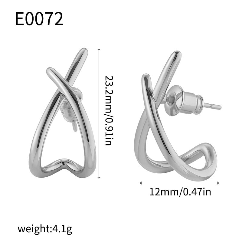 18K Gold Plated Intertwined Heart Stud Earrings - Titanium Steel Hypoallergenic Romantic Gift for Her - Aruary Studio ｜ Artisanal Jewelry