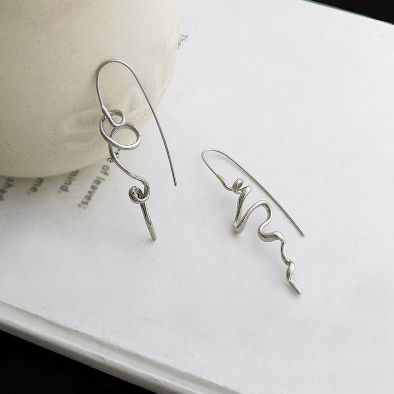 18K Gold Plated Irregular Wave Threader Drop Earrings - Aruary Studio ｜ Artisanal Jewelry