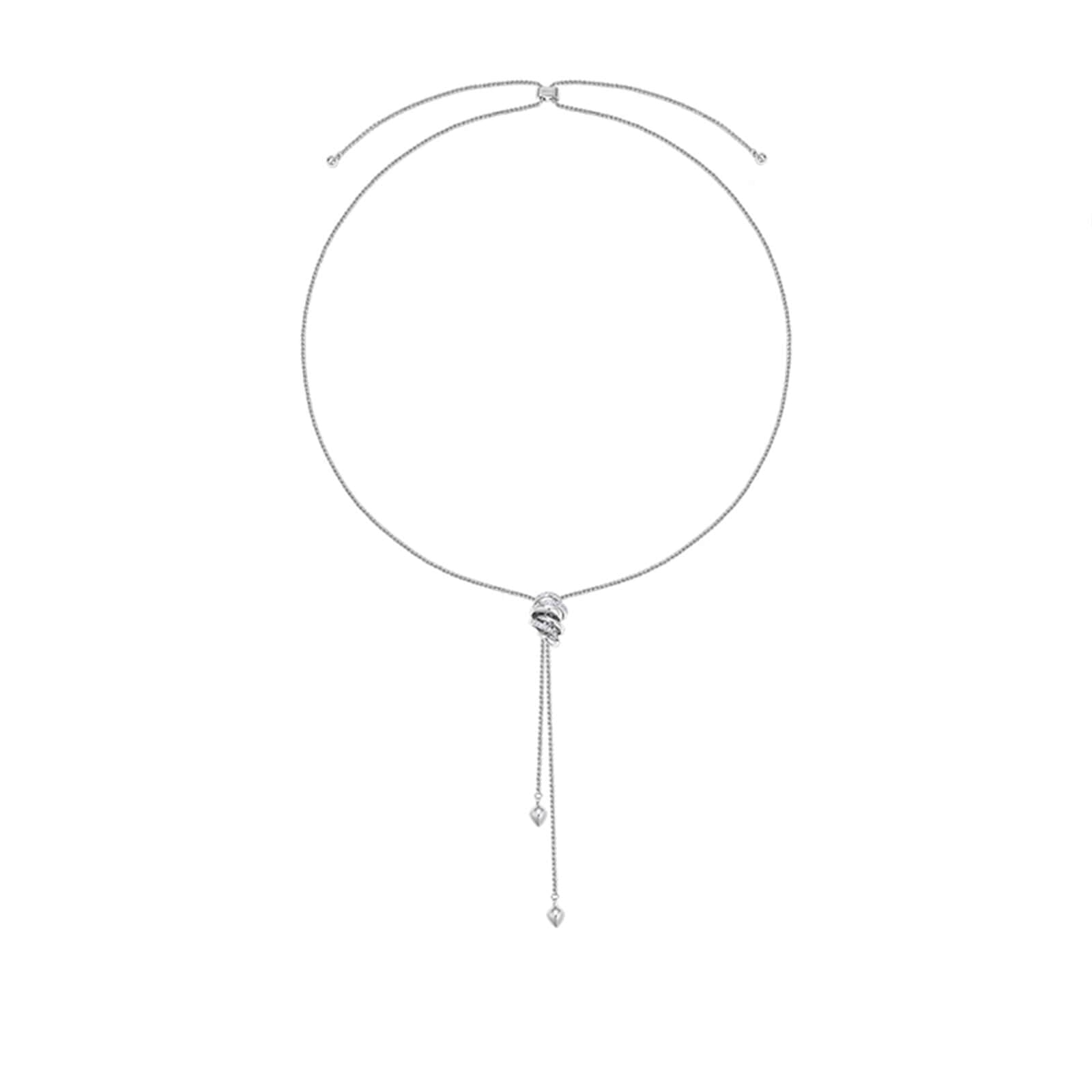 18K Gold Plated Rotating Ribbon Lariat Necklace | Adjustable 68cm Long Tassel Chain with Sparkling Pavé Zircon | Eco - Friendly Statement Jewelry - Aruary Studio ｜ Artisanal Jewelry