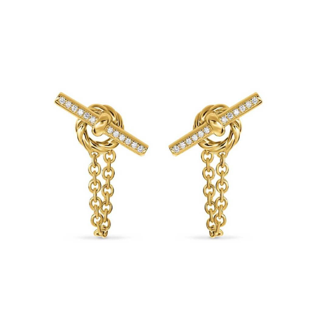 18K Gold Plated Toggle Link Chain Earrings – Chic OT Buckle Drop Earrings with 5A Cubic Zirconia, Bold Minimalist Jewelry for Women - Aruary Studio ｜ Artisanal Jewelry