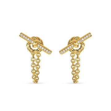 18K Gold Plated Toggle Link Chain Earrings – Chic OT Buckle Drop Earrings with 5A Cubic Zirconia, Bold Minimalist Jewelry for Women - Aruary Studio ｜ Artisanal Jewelry