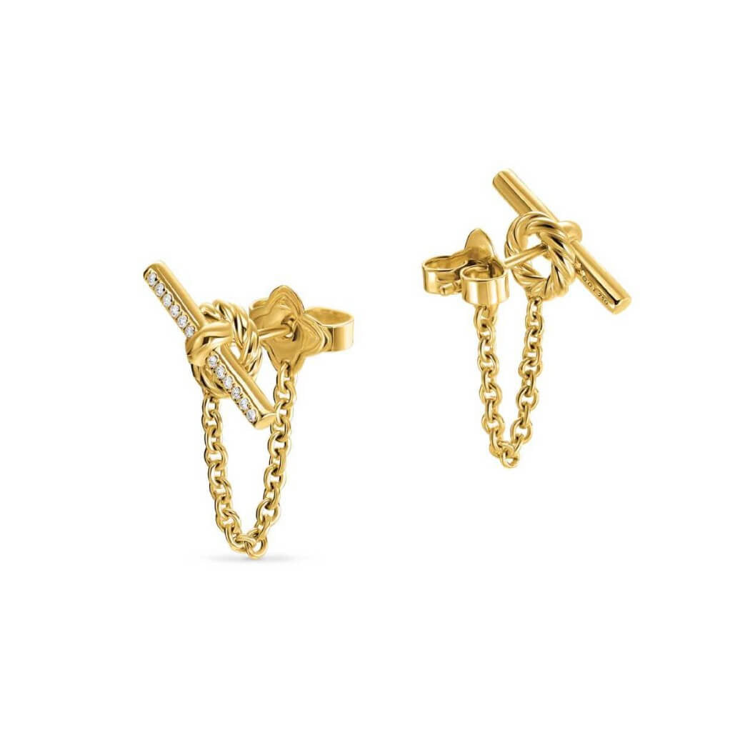 18K Gold Plated Toggle Link Chain Earrings – Chic OT Buckle Drop Earrings with 5A Cubic Zirconia, Bold Minimalist Jewelry for Women - Aruary Studio ｜ Artisanal Jewelry