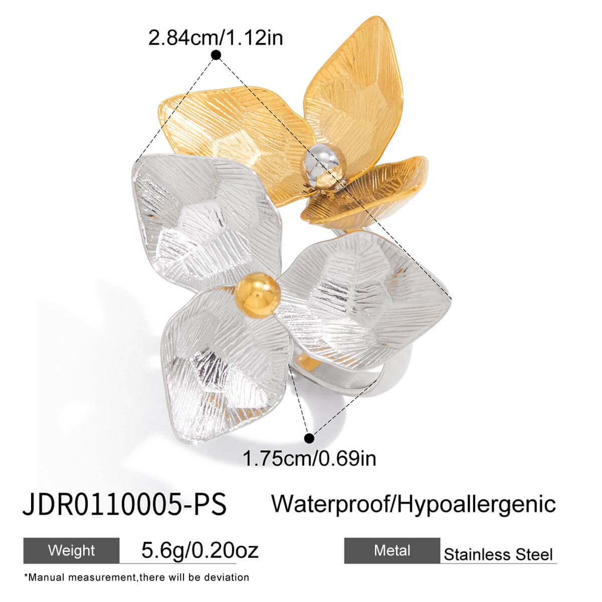 18K Gold Plated Triple Flower Statement Ring | Bold Sculptural Floral Ring for Women | Modern Chunky Gold Ring Daily Jewelry - Aruary Studio ｜ Artisanal Jewelry