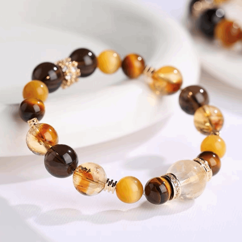 Yuqing Realm ｜ The Sanctuary of Wellness and Luck 【Ample Wealth】 Tiger's Eye and Citrine Energy Bracelet