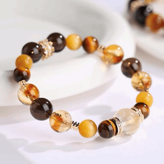 Yuqing Realm ｜ The Sanctuary of Wellness and Luck 【Ample Wealth】 Tiger's Eye and Citrine Energy Bracelet
