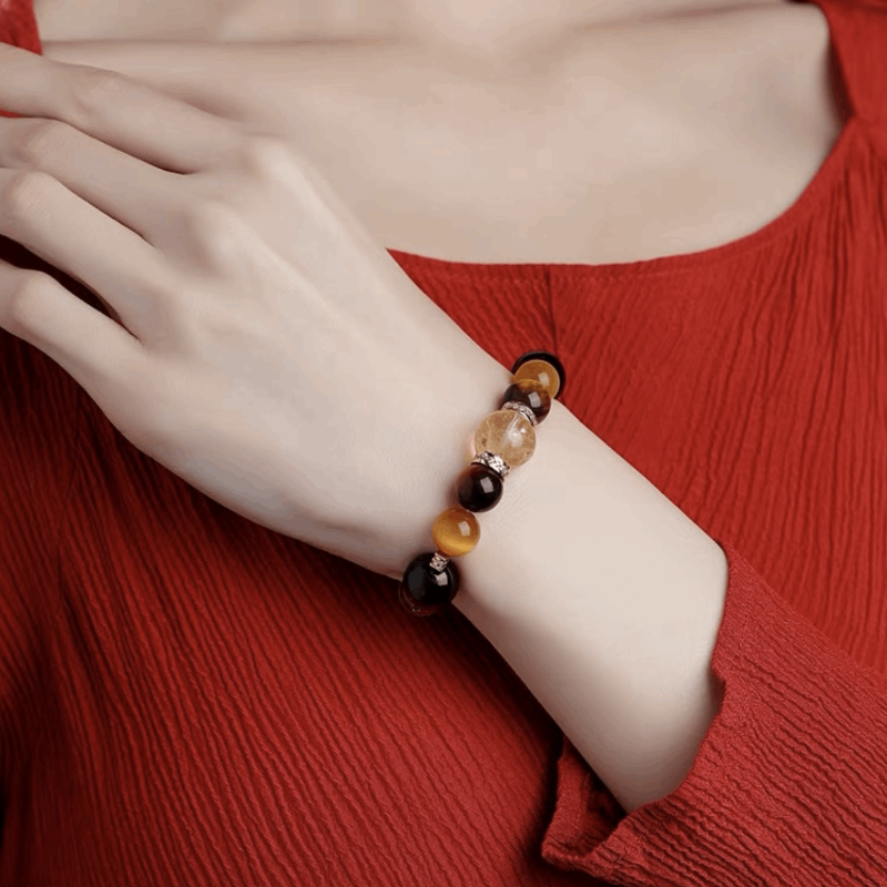Yuqing Realm ｜ The Sanctuary of Wellness and Luck 【Ample Wealth】 Tiger's Eye and Citrine Energy Bracelet