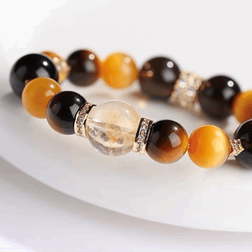 Yuqing Realm ｜ The Sanctuary of Wellness and Luck 【Ample Wealth】 Tiger's Eye and Citrine Energy Bracelet