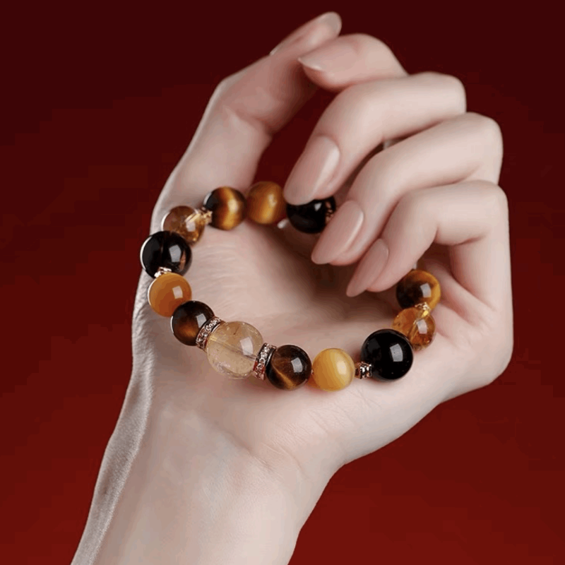 Yuqing Realm ｜ The Sanctuary of Wellness and Luck 【Ample Wealth】 Tiger's Eye and Citrine Energy Bracelet