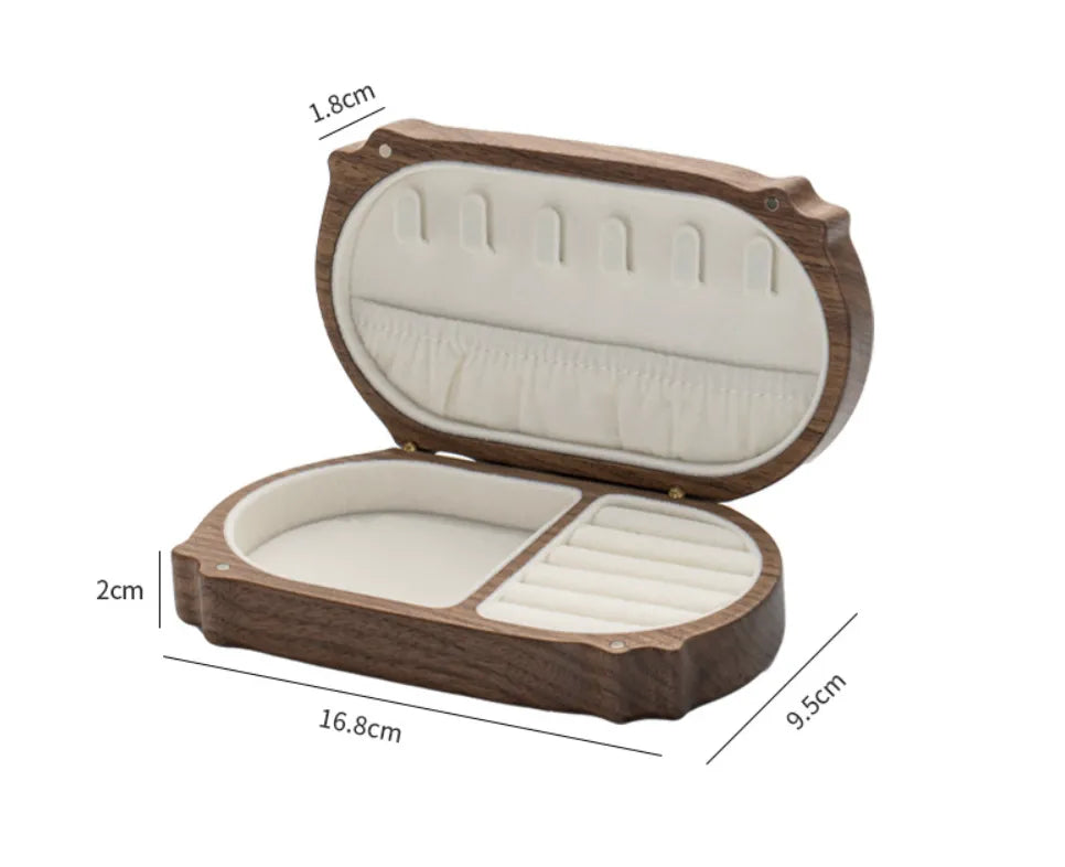 Cute Cat - Shaped Wooden Jewelry Box - Handcrafted from Cherry & Walnut Wood for Jewelry Organization Aruary Studio ｜ Artisanal Jewelry