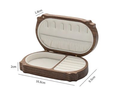 Cute Cat - Shaped Wooden Jewelry Box - Handcrafted from Cherry & Walnut Wood for Jewelry Organization Aruary Studio ｜ Artisanal Jewelry