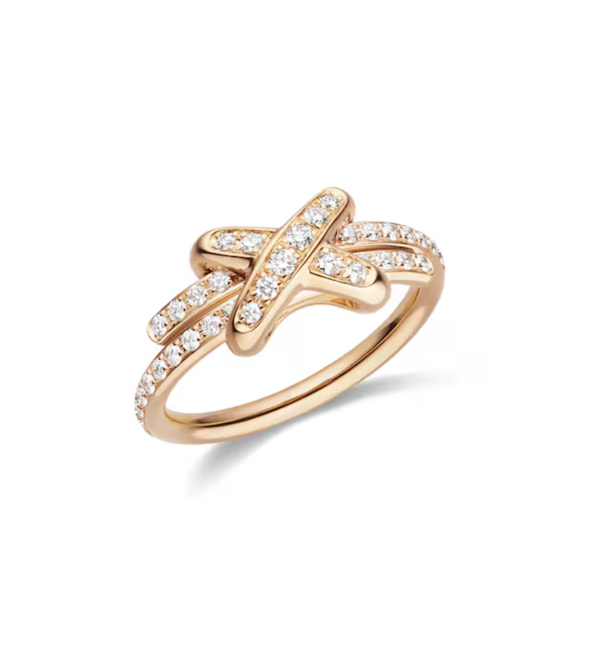 18K Gold Plated Crisscross Knot Ring with High-Quality Diamonds Aruary Studio ｜ Artisanal Jewelry