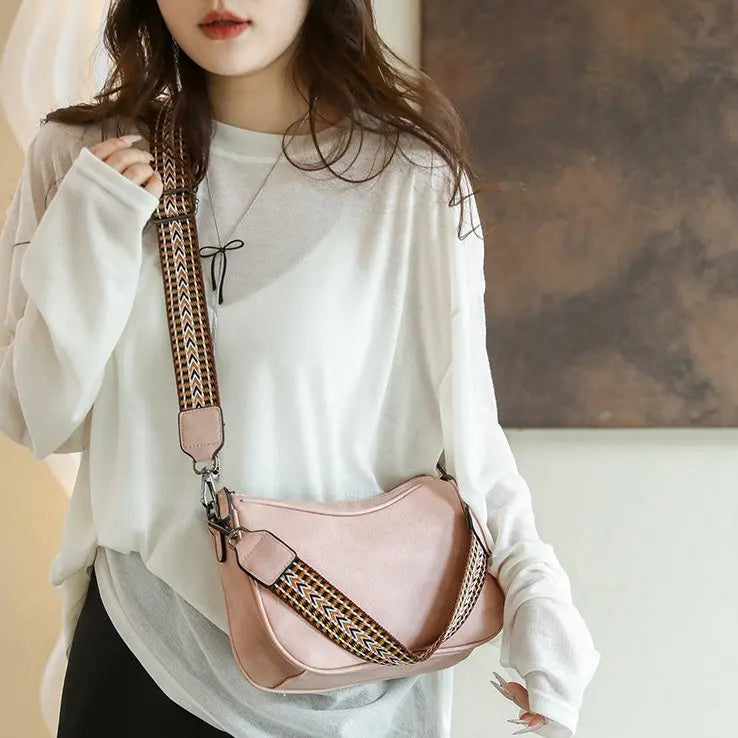 Aruary Studio ｜ Artisanal Jewelry 2025 Minimalist Pillow Shoulder Bag - Wide Strap Crossbody Purse for Women | Solid Color Cylinder Bag