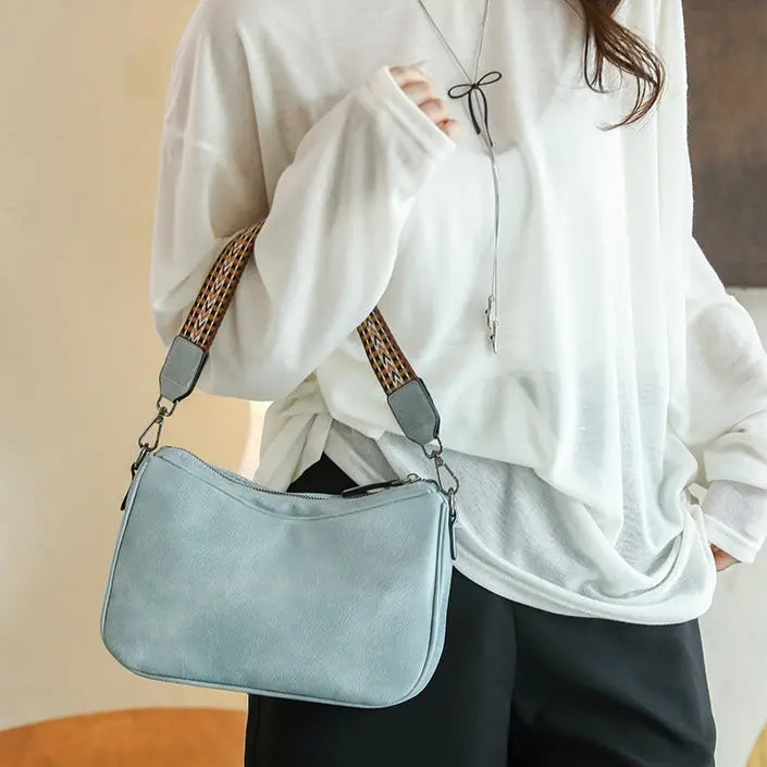 Aruary Studio ｜ Artisanal Jewelry 2025 Minimalist Pillow Shoulder Bag - Wide Strap Crossbody Purse for Women | Solid Color Cylinder Bag