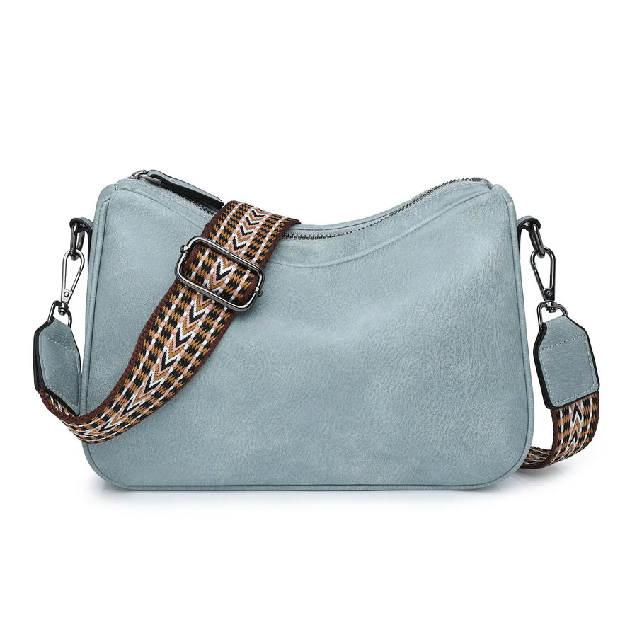 Aruary Studio ｜ Artisanal Jewelry 2025 Minimalist Pillow Shoulder Bag - Wide Strap Crossbody Purse for Women | Solid Color Cylinder Bag Blue