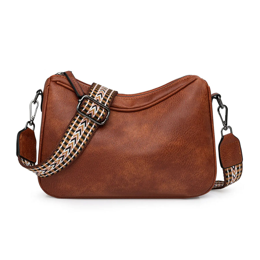 Aruary Studio ｜ Artisanal Jewelry 2025 Minimalist Pillow Shoulder Bag - Wide Strap Crossbody Purse for Women | Solid Color Cylinder Bag Brown